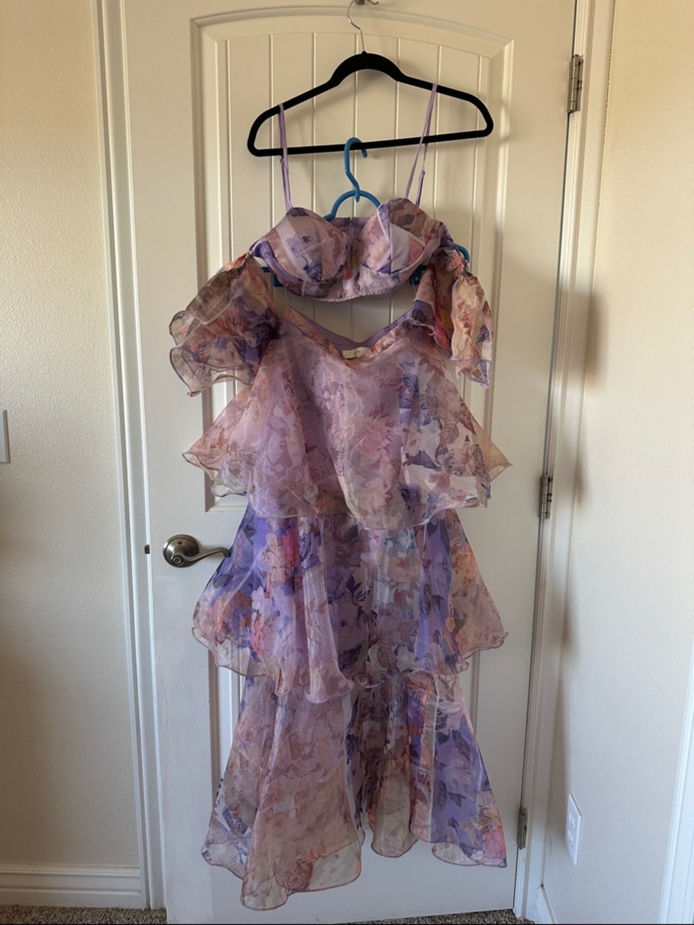Floral Lavender Two-Piece Skirt Set - Women's Summer Ensemble - Picture 2 of 5